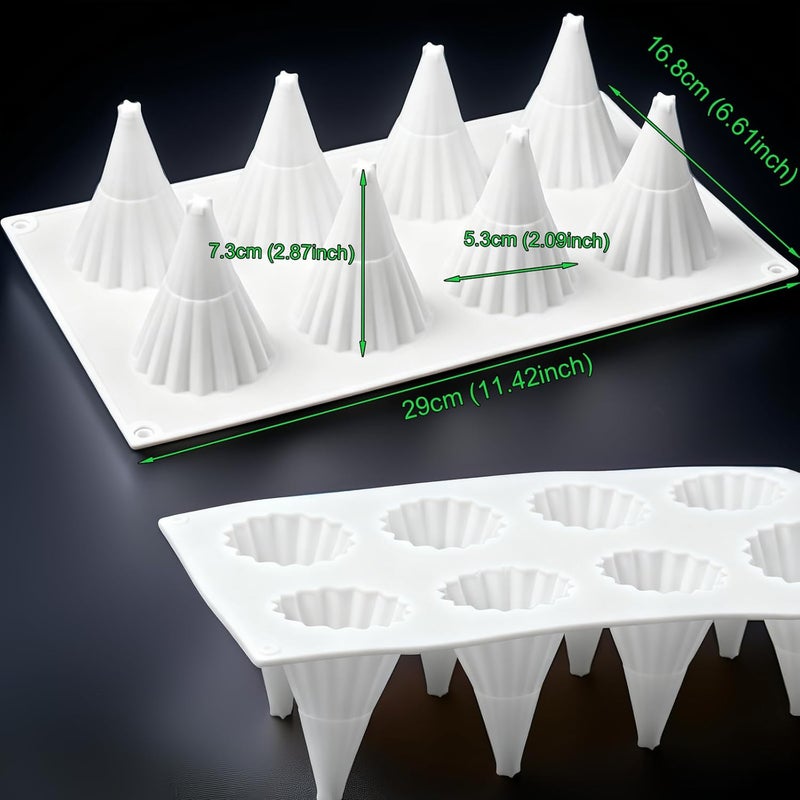 LLPMutu 3D Christmas Tree Silicone Molds Large Christmas Molds Xmas Tree Pan Silicone Mold 8-Cavity Christmas Cake Mold for Mousse Cake Muffin Baking Jello Chocolate Ice Cube Soap Candle Lotion Bar Bath Bomb - Image 4